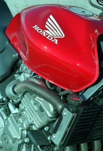 The Honda Hornet 600CC Motorbike April 1998 Fuel Tank badge and engine