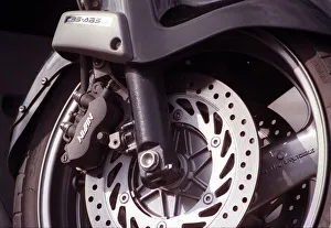Honda Prints: Honda Pan European motorcycle July 1998 Detail of suspension ventilated brake disc