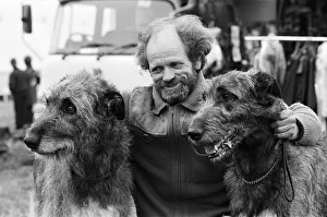 00613 Prints: Honley Show. Show dogs... Mr Bill Jackson with his Irish Wolfhounds Rastus and Tryth