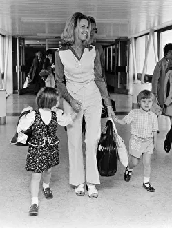 Honor Blackman with her children Barnaby and Lottie - September 1971