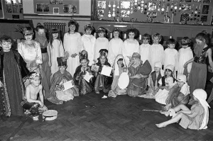 00523 Prints: Hopton First and Nursery school nativity - picture of Mary and Joseph and baby Jesus