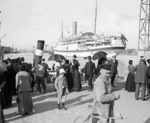 Casualties Prints: The Hospital Ship Asturias seen here leaving the French Channel port of Le Harve for