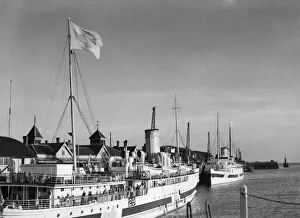 The Hospital Ships Dinard and St Julien seen here at Newhaven prior to a wounded prisoner