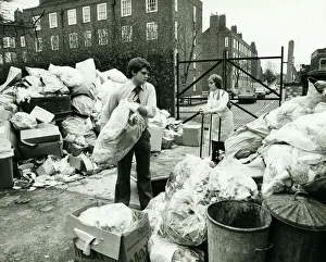 Hospital Staff clear away rubbish at the Queen Elizabeth Childrens Hospital in Hackney