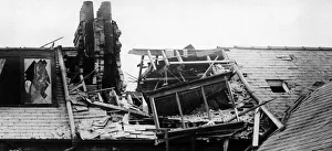German Navy Prints: A house in Gladstone Road Scarborough hit by German shell fire during a raid by