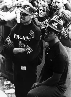 House Martin fans wait for the band to appear on stage at the 1986 Glastonbury Festival