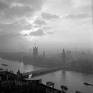 Core83 Prints: The Houses of Parliament on the River Thames in London seen here in the late winter