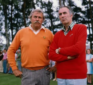 Howard Keel & Christopher Lee on golf course August 1975