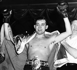 00127 Prints: Howard Winstone December 1963 Boxer celebrates after winning 2nd Lonsdale belt after