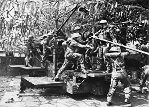 A howitzer demonstrated during an exercise by the British Expeditionary Force somewhere