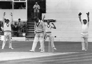 Wicket Prints: Howzat! Wayne Larkins, the Northants opener is unmoved by an unsuccessful appeal foe a