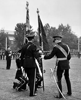 00529 Prints: HRH Prince Philip presents the new Colours to the 1st Battalion South Wales Boarders