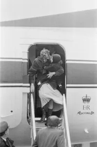 Aeroplane Prints: HRH Princess Diana, The Princess of Wales arrives at Aberdeen with her son Prince William