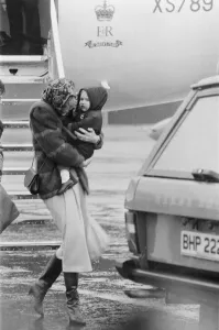 01083 Prints: HRH Princess Diana, The Princess of Wales arrives at Aberdeen with her son Prince William