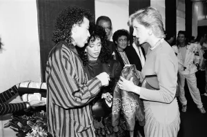 HRH Princess Diana, The Princess of Wales meets Amercian singer Lionel Richie at his