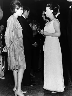 00185 Prints: HRH Princess Margaret chatting with American singer and actress Barbra Streisand after