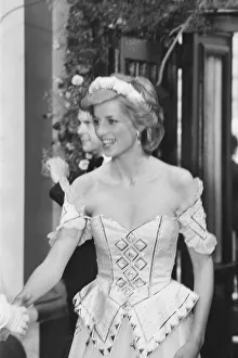 HRH The Princess of Wales, Princess Diana arrives at the Royal Opera House for the Royal