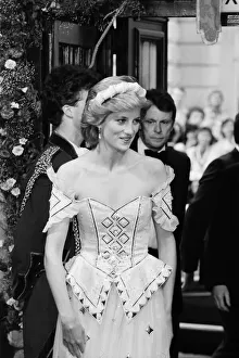 HRH The Princess of Wales, Princess Diana arrives at the Royal Opera House for the Royal