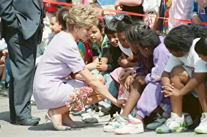 HRH The Princess of Wales, Princess Diana, meets the students