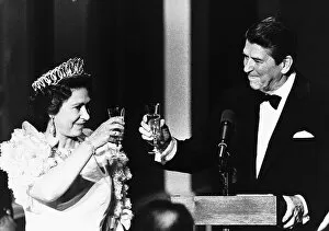 Images Dated 2nd March 1983: HRH Queen Elizabeth 2 having a toast to both their countries with American President