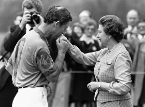 Hand Prints: HRH Queen Elizabeth 2 after a Polo match in which her son Charles was playing