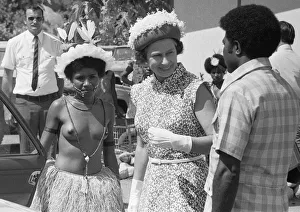 Commonwealth Prints: HRH Queen Elizabeth II seen here being greeted by official in Western Samoa during her