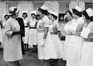 Health Prints: HRH Queen Elizabeth II visits Addenbrookes Hospital in 1962