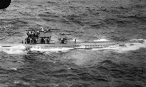 Ocean Prints: A Hudson aircraft of the R. A. F Coastal command sighted and attacked a U-boat in