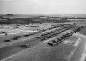 Planes Prints: Part of the huge armada of RAF planes pictured before setting off from Britain for