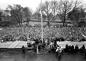 A huge crowd of Tottenham Hotspur fans gathered outside Tottenham Town Hall as they wait
