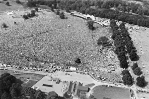 Huge crowds gather to watch the Rolling Stones in concert at Knebworth House