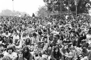Hugh crowds gather to watch the Rolling Stones in concert at Knebworth House