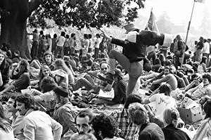 Hugh crowds gather to watch the Rolling Stones in concert at Knebworth House