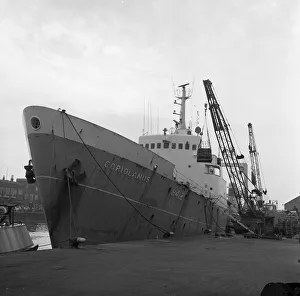 Docks Prints: The Hull trawler Coriolanus seen here taking on stores in preparation for a voyage to