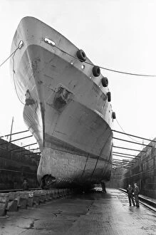 Images Dated 28th October 1980: The Hull trawler Junella seen here in dry dock, Hull. Undergoing repairs after striking