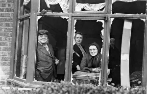 Hull, Yorkshire, during The Blitz. Picture shows un-named residents looking