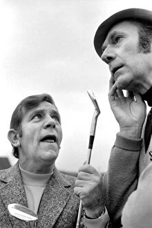 Images Dated 16th January 1975: Humour: comedy. Norman Wisdom and Tony Fayne at Golf Course at Penynhell