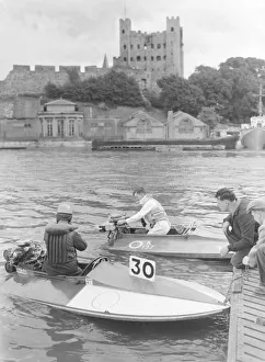 00002 Prints: Hydroplane Racing Rochester Rochester Castle in Background