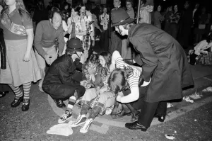 01013 Prints: Hysterical Bay City Rollers fans outside the Odeon Hammersmith after the groups concert