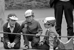 I. O. M. TT Races. Three young racing fans wait for the start 750cc Production Race