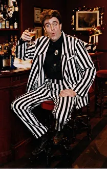 Jg Scan Prints: Iain McColl actor white black striped suit bar drink whisky