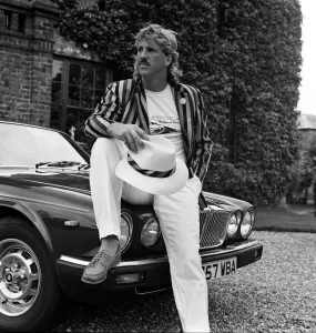 Ian Botham in his new role as fashion model, Birtles Hall, Cheshire. 7th June 1985