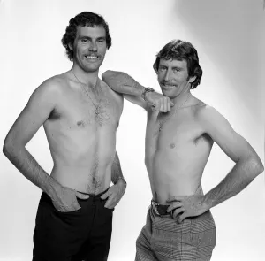 00273 Prints: Ian Chapell and Greg Chappell Australian cricketers June 1975 pose topless