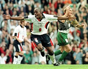Ian Wright Celebrates His Goal After Scoring For England against South Africa