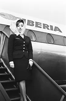 Iberian air Stewardess in uniform. 13th February 1967