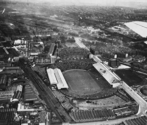 Ibrox Park Rangers football stadium ground Glasgow. Aerial view, date unknown
