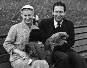 Ice Skater Sheila Hamilton with her finance Ron Priestley November 1954