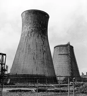 Industrial Prints: ICI, Billingham. The two twin cooling towers are being systematically demolished