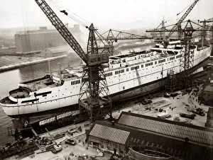 Docks Prints: An impressive study of the great new liner Empress of Britain taken from one of