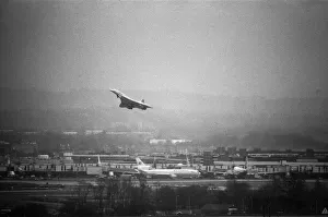 Inaugural commercial flights of the supersonic airliner Concorde on 21st January 1976